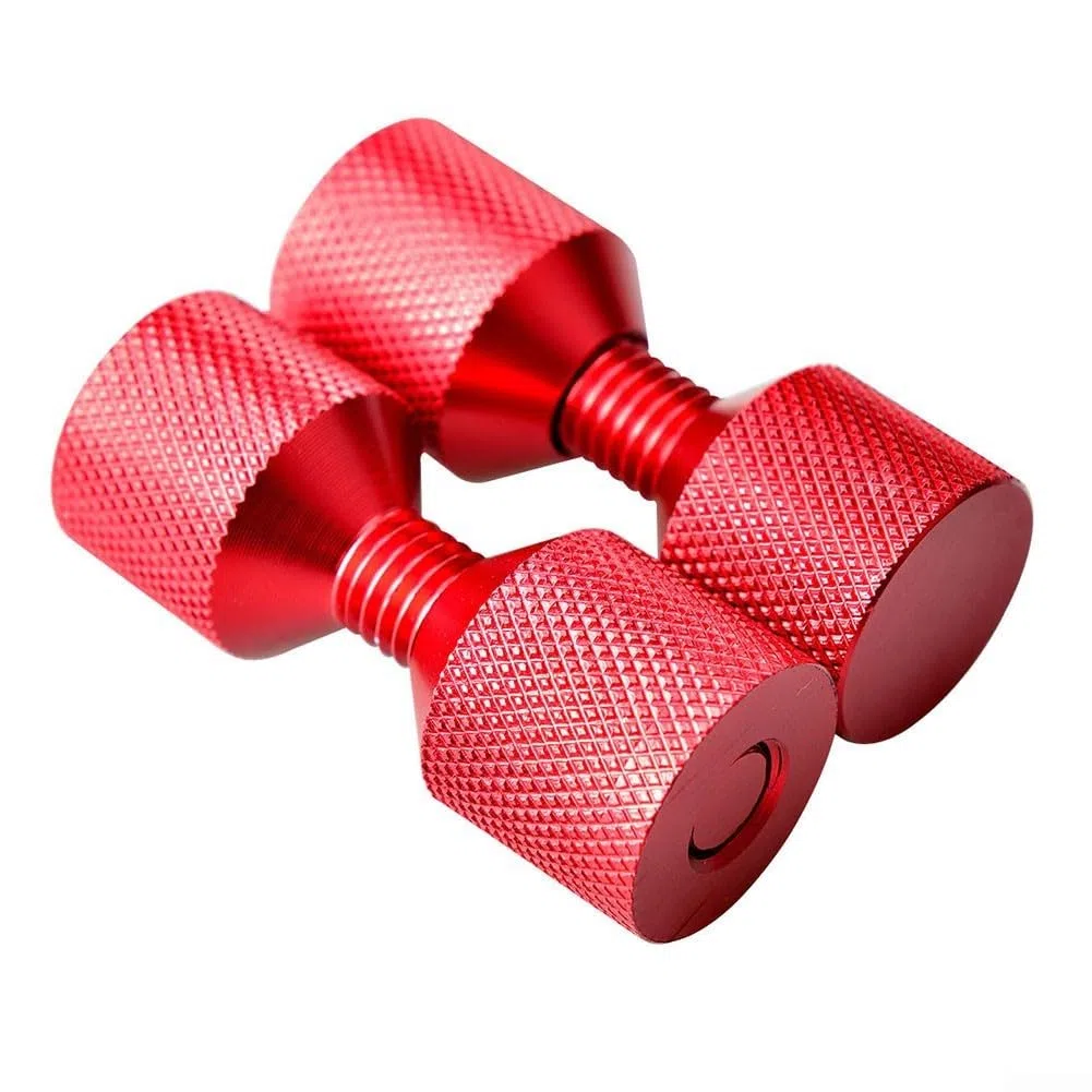 Juego de pines de ubicación de brida de aluminio con nivel incorporado, herramienta de localización de dos agujeros para alineación de tuberías de 1-1/8 pies (rojo 2 piezas)