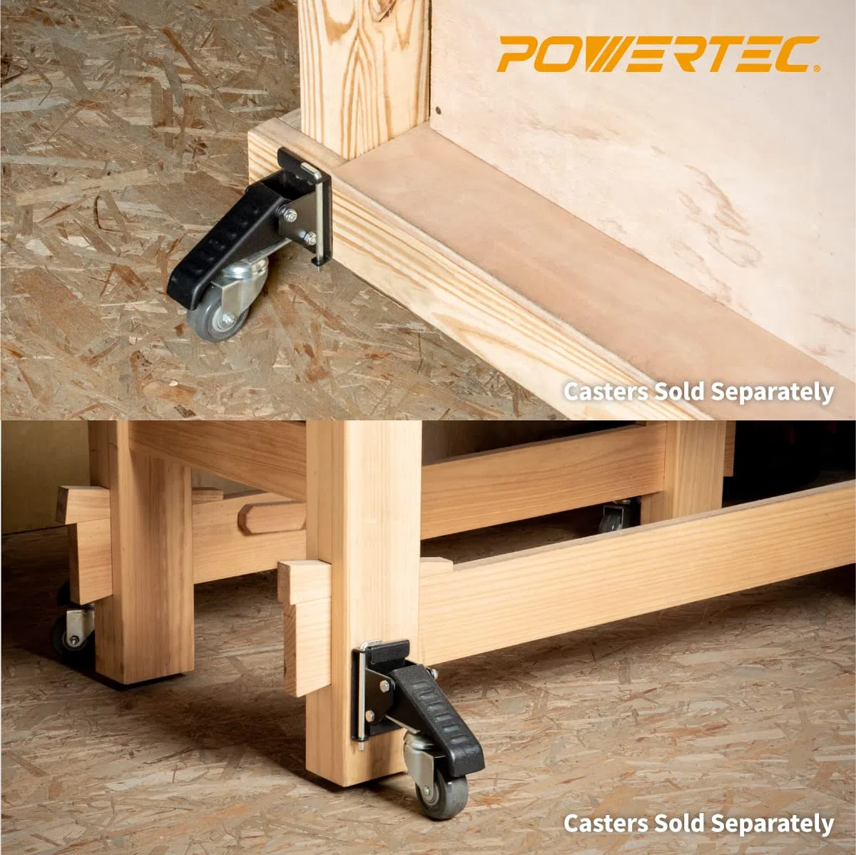 POWERTEC 71132 - Juego de 4 placas giratorias para banco de trabajo, color negro