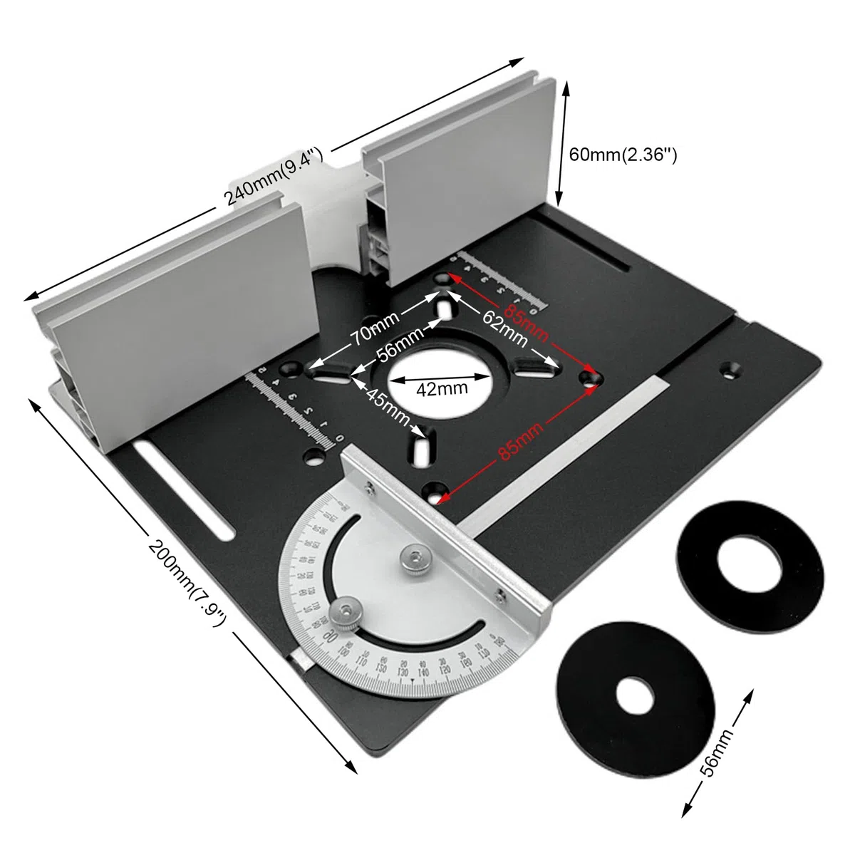 Mesa Fresadora para Madera con Plataforma Elevadora, Regruesadora, Soporte Router, Tupia, para Madera de 64-66 mm, Plato de Aluminio