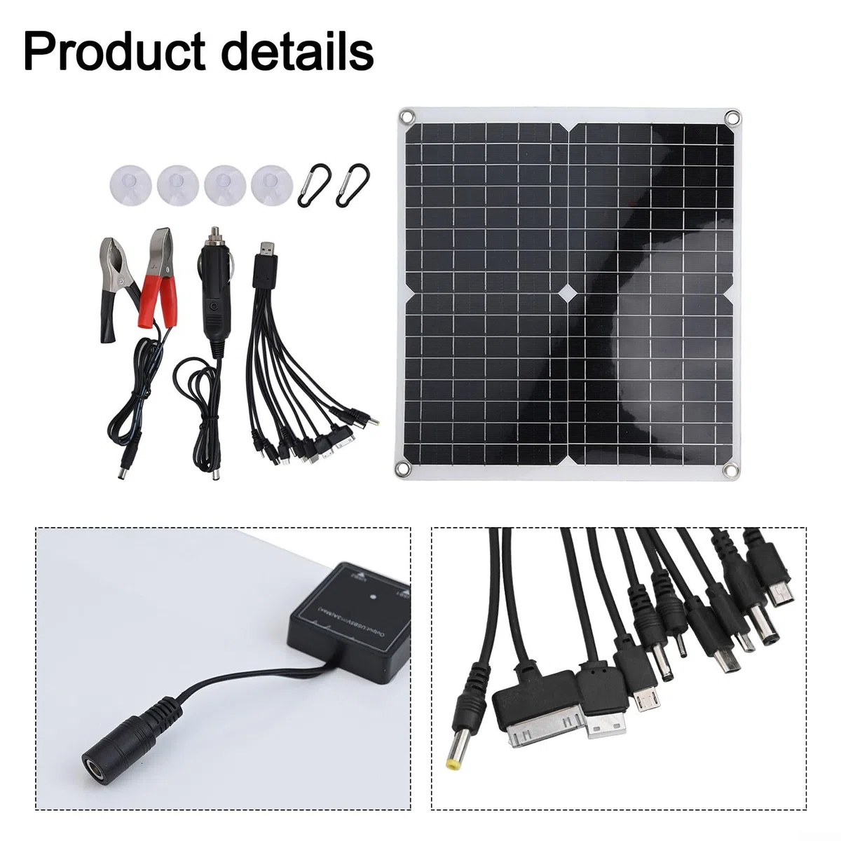Panel solar compacto de 50 W para carga de doble dispositivo, perfecto para caravanas, barcos y camping