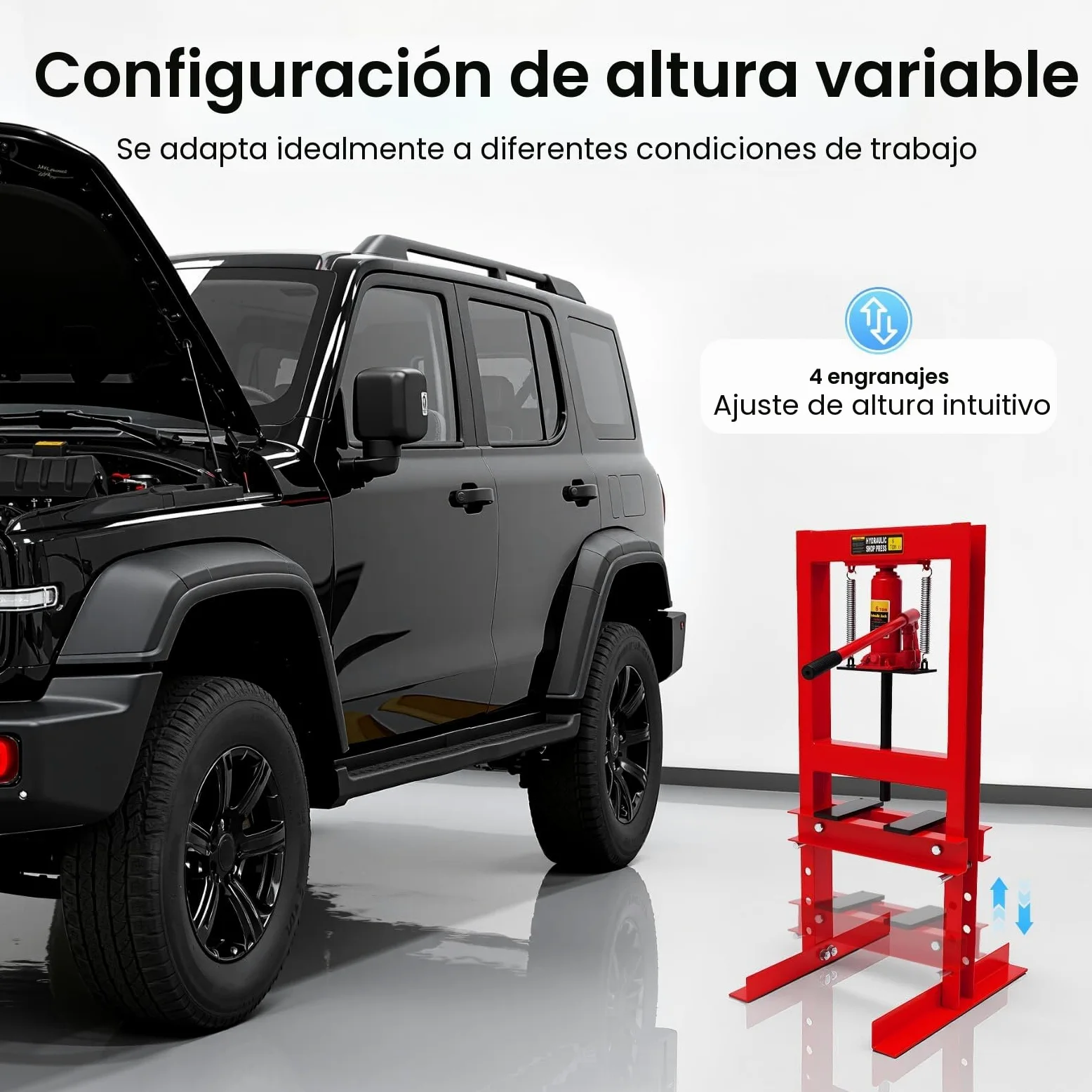 Prensa hidráulica de 6 toneladas, prensa estable con carrera de 125 mm, prensa manual para reparación de automóviles y metalurgia, para prensar, doblar, punzonar rodamientos y casquillos, construcción