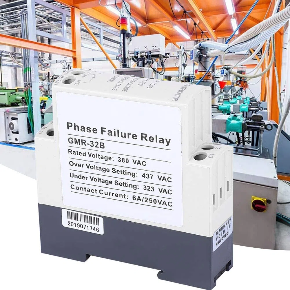 Jectse Relé de protección de Secuencia de Fase GMR-32B, relé de Falla de Fase de sobrevoltaje de Voltaje de 380VCA, relé de monitoreo del Protector de pérdida de Fase de Voltaje de riel guía