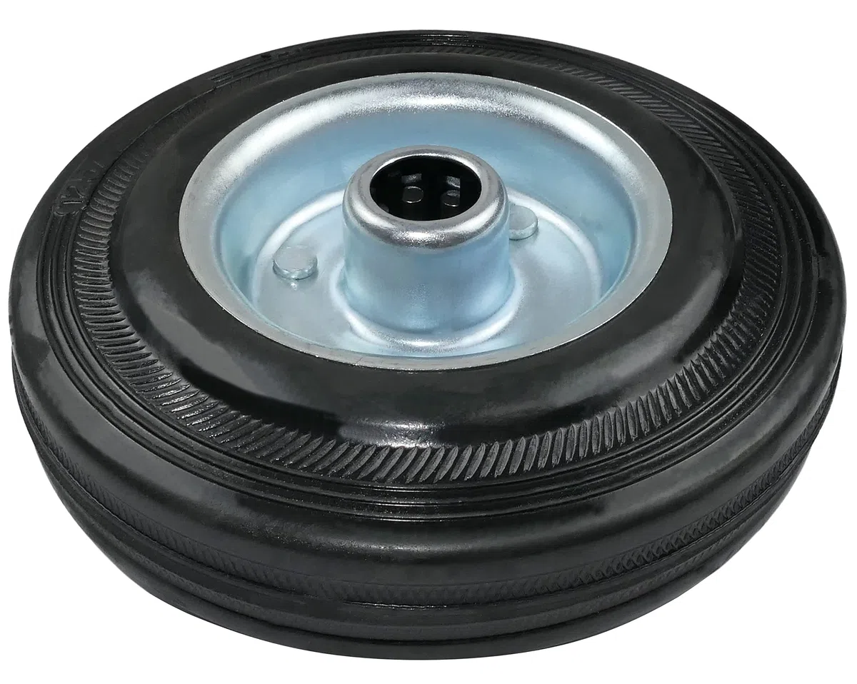 AERZETIX - C58897 - Juego de 2 ruedas de carrito carro Ø125mm con rodamiento de agujas - capacidad de carga 100 kg - color de la rueda: negro en caucho - llanta de acero