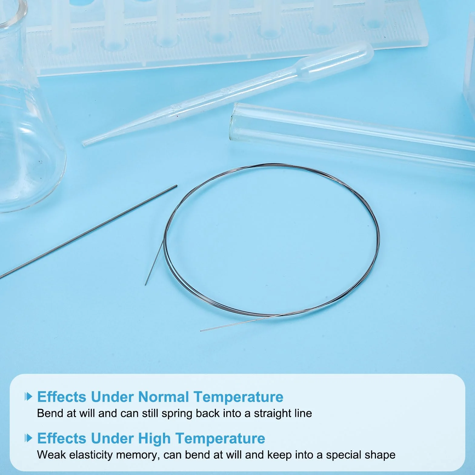 QUARKZMAN Alambre De Nitinol De 16 Pies, 1 Pc 0.8mm Alambre Superelástico De Nitinol Con Memoria De Forma Pretreinado Alambre De Acero Para Muelles De Níquel-Titanio Para Laboratorios