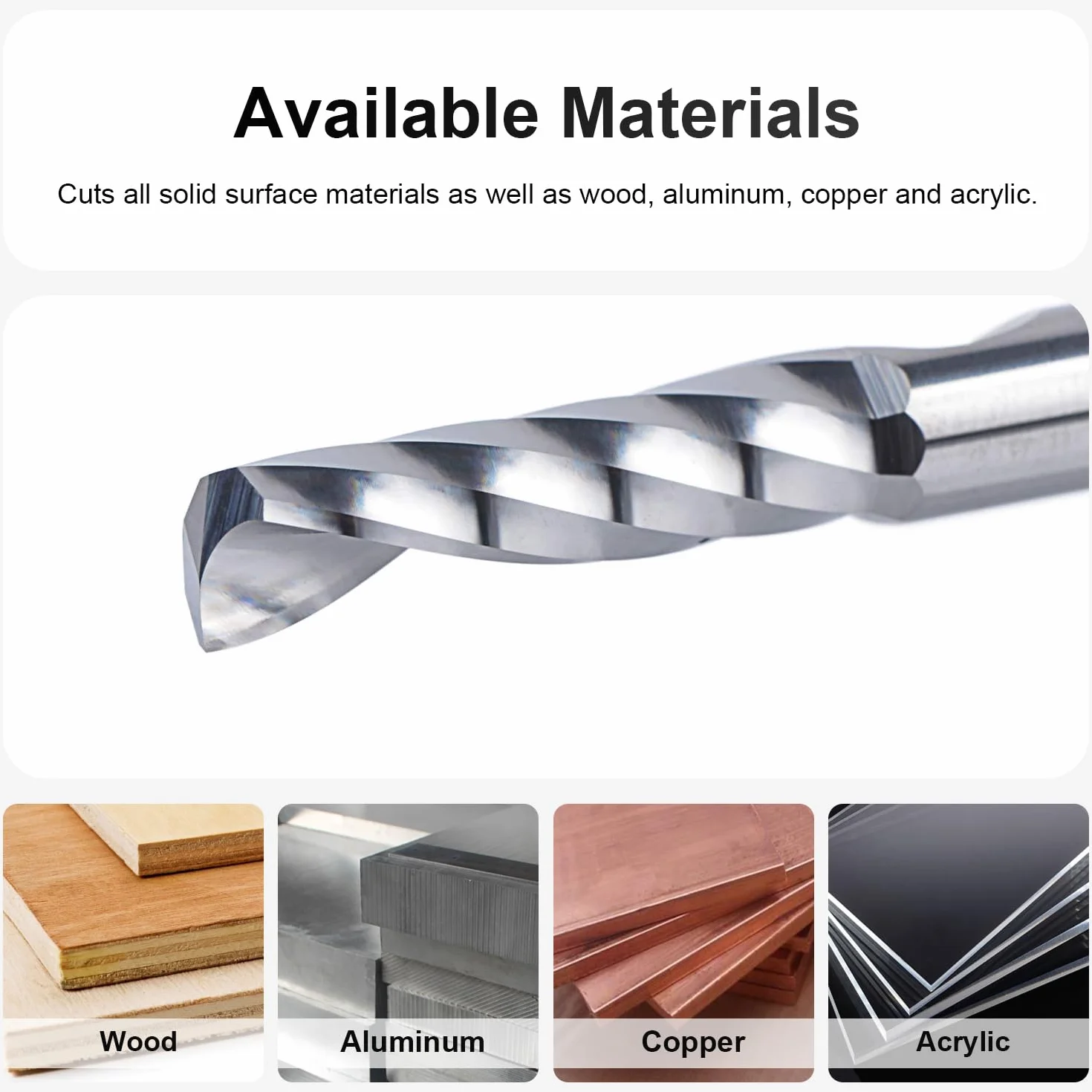 SpeTool Fresas para Madera 8mm para Aluminio Fresa Corte Aluminio Fresa de un Solo Filo Fresa CNC de Carburo de Tungsteno Sólido Longitud de Corte de 32mm Fresas para Acrilico PVC MDF Plástico
