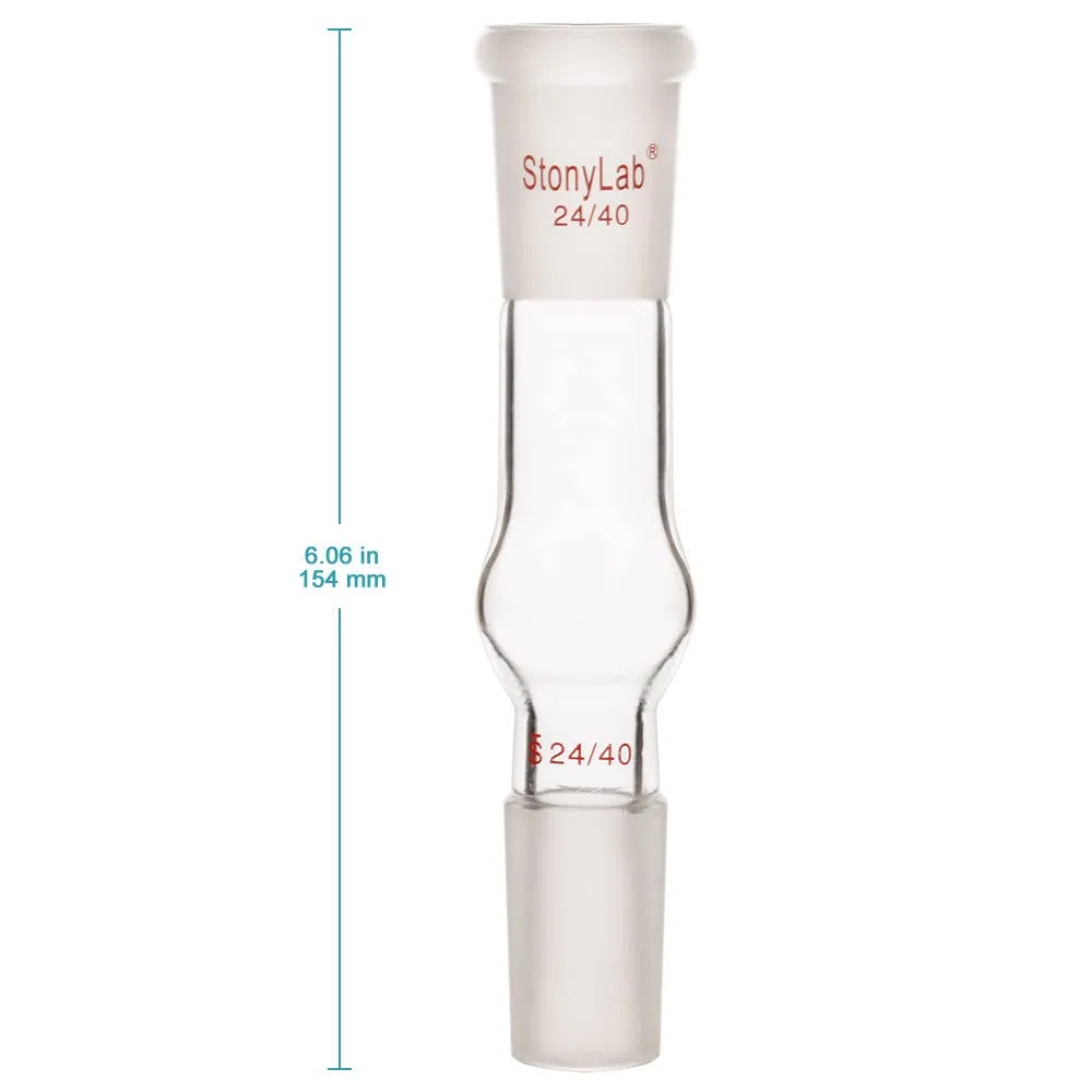stonylab Adaptador para Tubo de Secado de Vidrio Borosilicato, Dos Juntas Rectas 24/40 para Tubo de Secado de Laboratorio