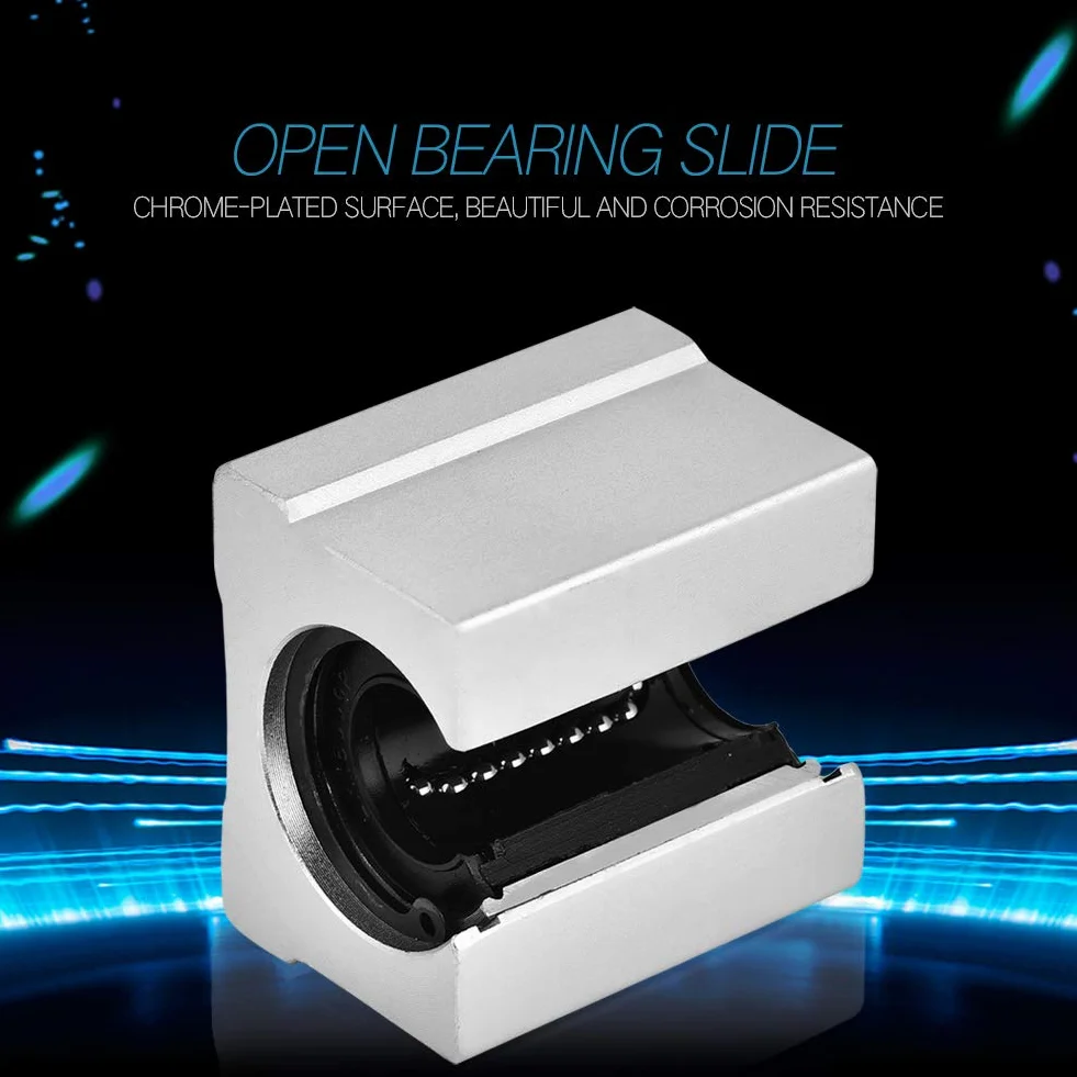 Rodamientos lineales de bolas 4 Uds SBR16UU bloque deslizante de cojinete de movimiento lineal abierto para CNC de aluminio de 16 mm