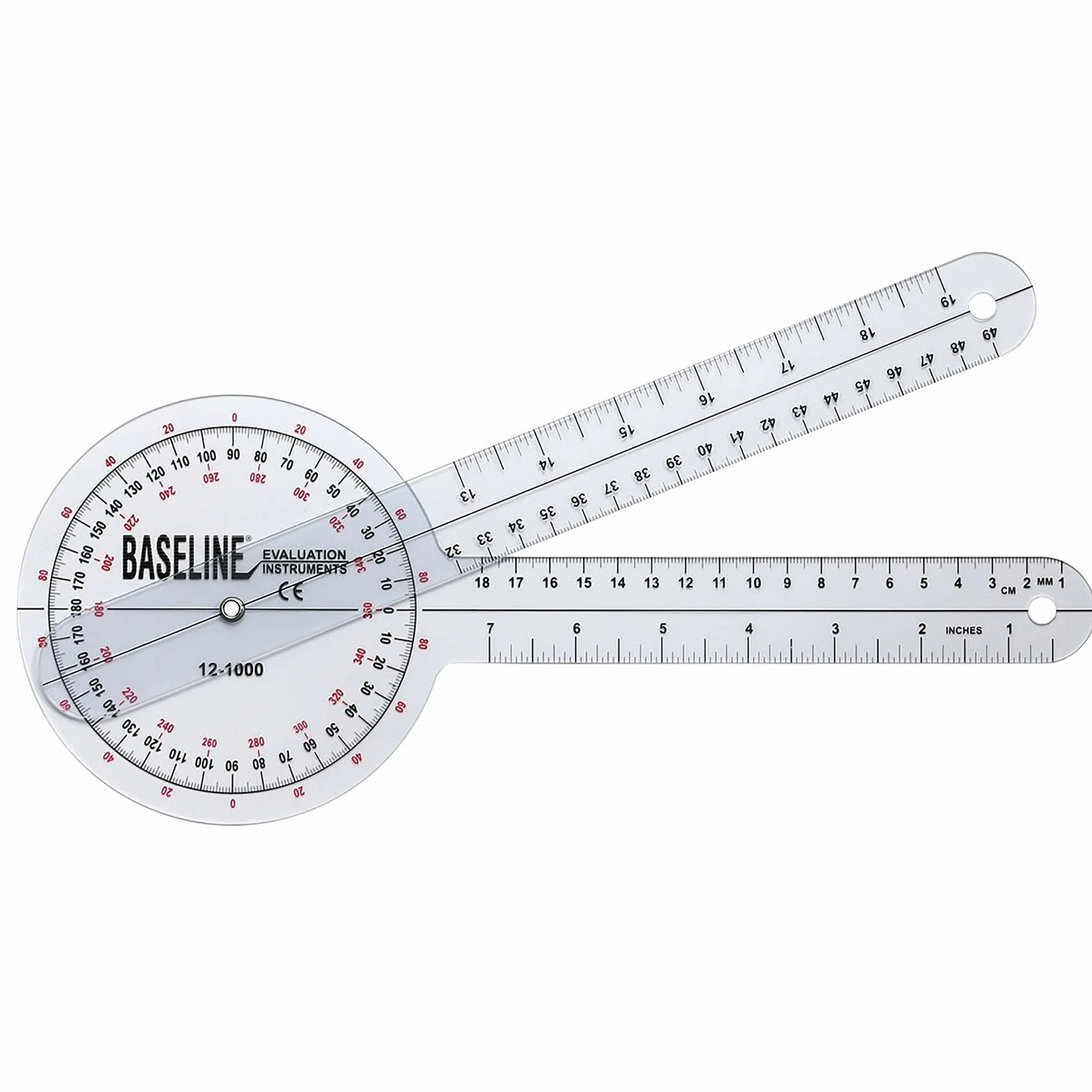 Goniómetro de Plástico Baseline – Cabezal HiRes de 360° con Brazos de 30,5 cm para la Medición del Rango de Movimiento (ROM)