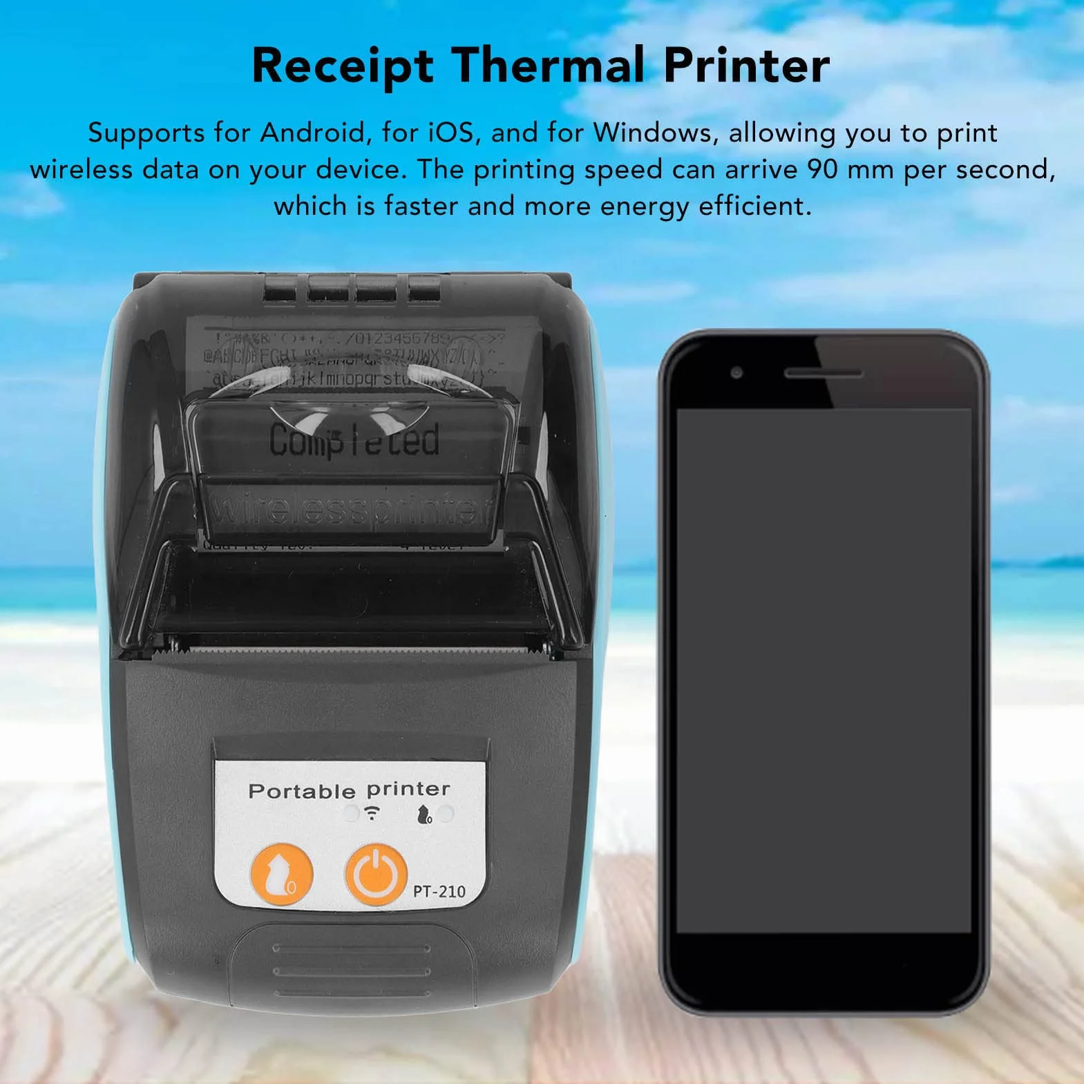 Impresora de Recibos, Miniimpresora Portátil Inalámbrica de 58mm para Venta Minorista, Compatible con iOS, (sin Bolsa de Almacenamiento)