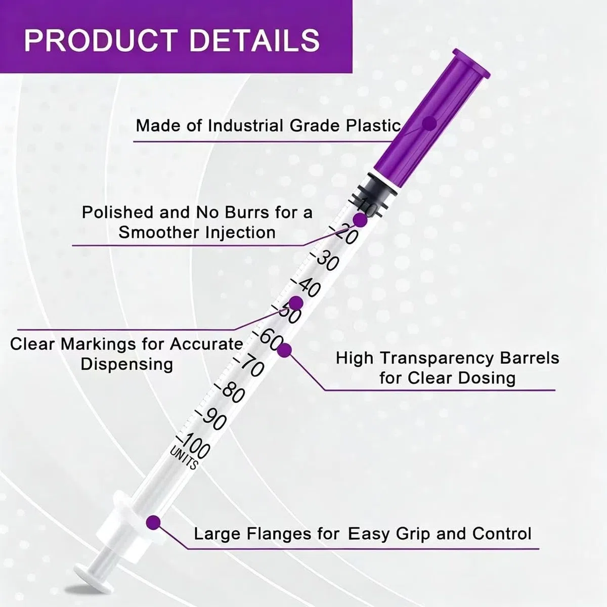 Paquete de 100 unidades de jeringas de plástico de 1 ml/cc con aguja de 31G x 6 mm, herramientas de medición de usos múltiples, envueltas individualmente