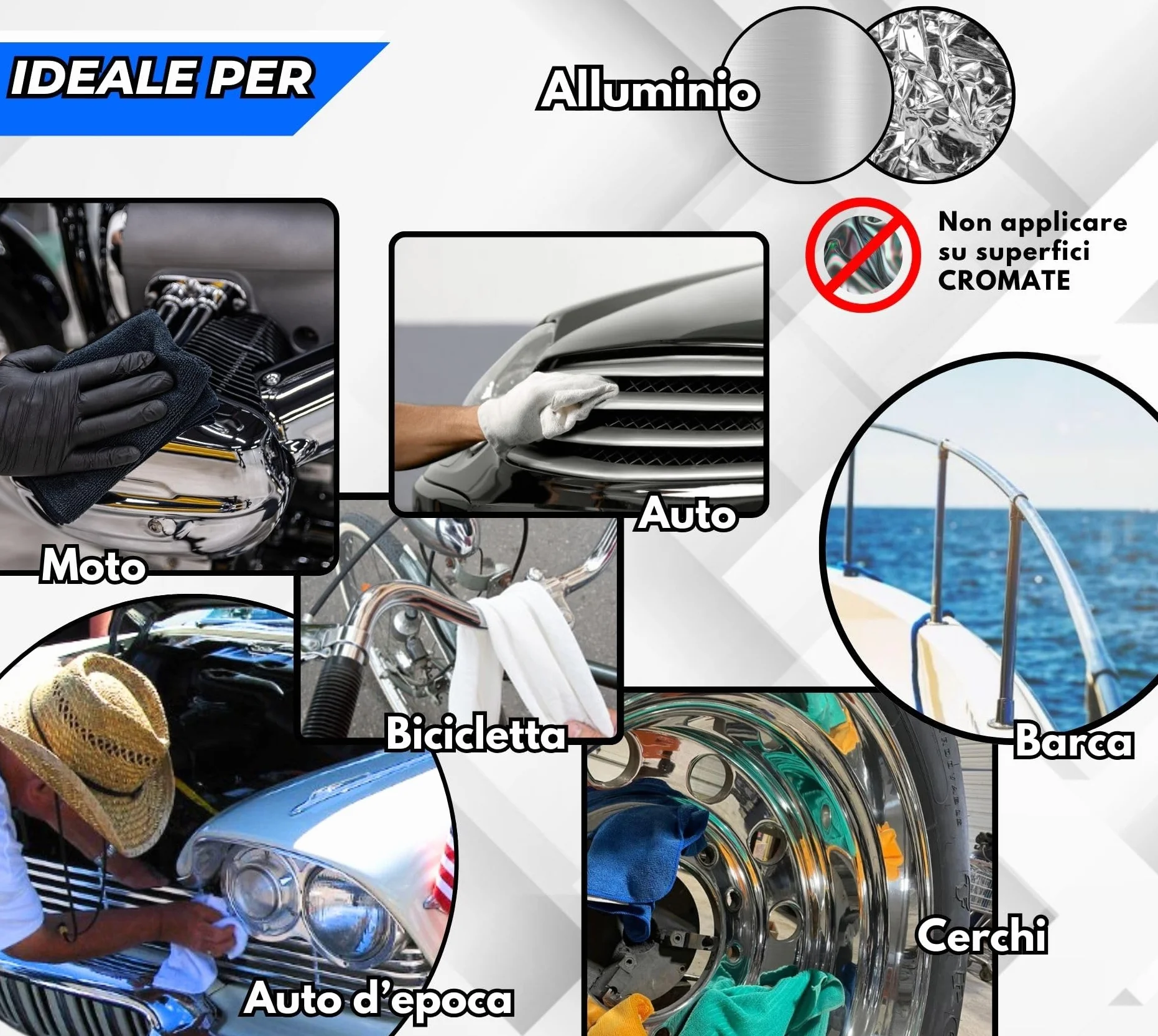 Lux Metal Polish Kit de Pulido y Abrillantador para Aluminio 250g + Bola Abrillantadora Mediana, Pasta Abrasiva para Eliminar Óxido y Arañazos, Ideal para Coche, Moto, Barco y Carrocería