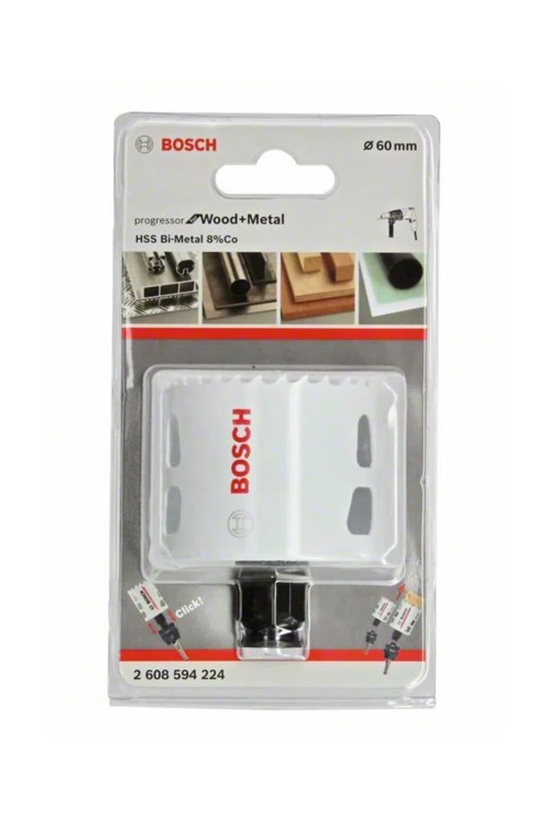 Bosch Professional Progressor for Wood and Metal Sierra de corona (para madera y metal, diámetro 60 mm, accesorios para taladro)