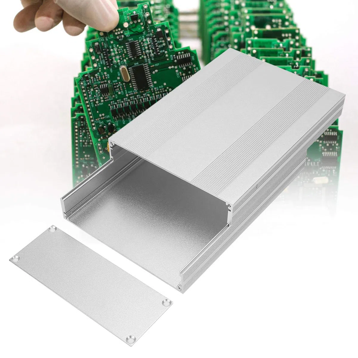 Tyenaza Caja de Proyecto de Aluminio, 54x145x200mm Caja de Proyectos Electrónicos, Caja de Placa de Circuito Impreso de Aluminio Plata Tipo Dividido Caja de Proyecto Electrónico DIY, para Proyecto