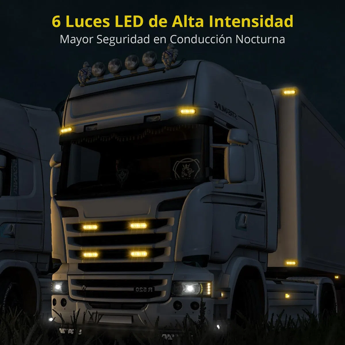 PROZOR 4PCS Luces Estroboscópicas Ámbar 6LED Intermitentes Homologados E57 Ultra Delgadas 12V/24V -18 Modos Impermeables IP65 para Remolque Camión Furgoneta Caravana (Incluye Tornillos)