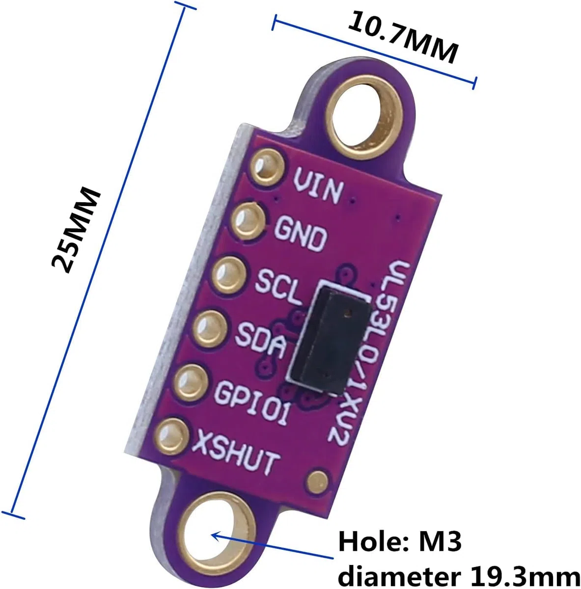 VL53L0X Sensor de Distancia de Tiempo de Vuelo Medición de Distancia Láser ToF 940nm Módulo de Detección Láser para Arduino (2PCS)