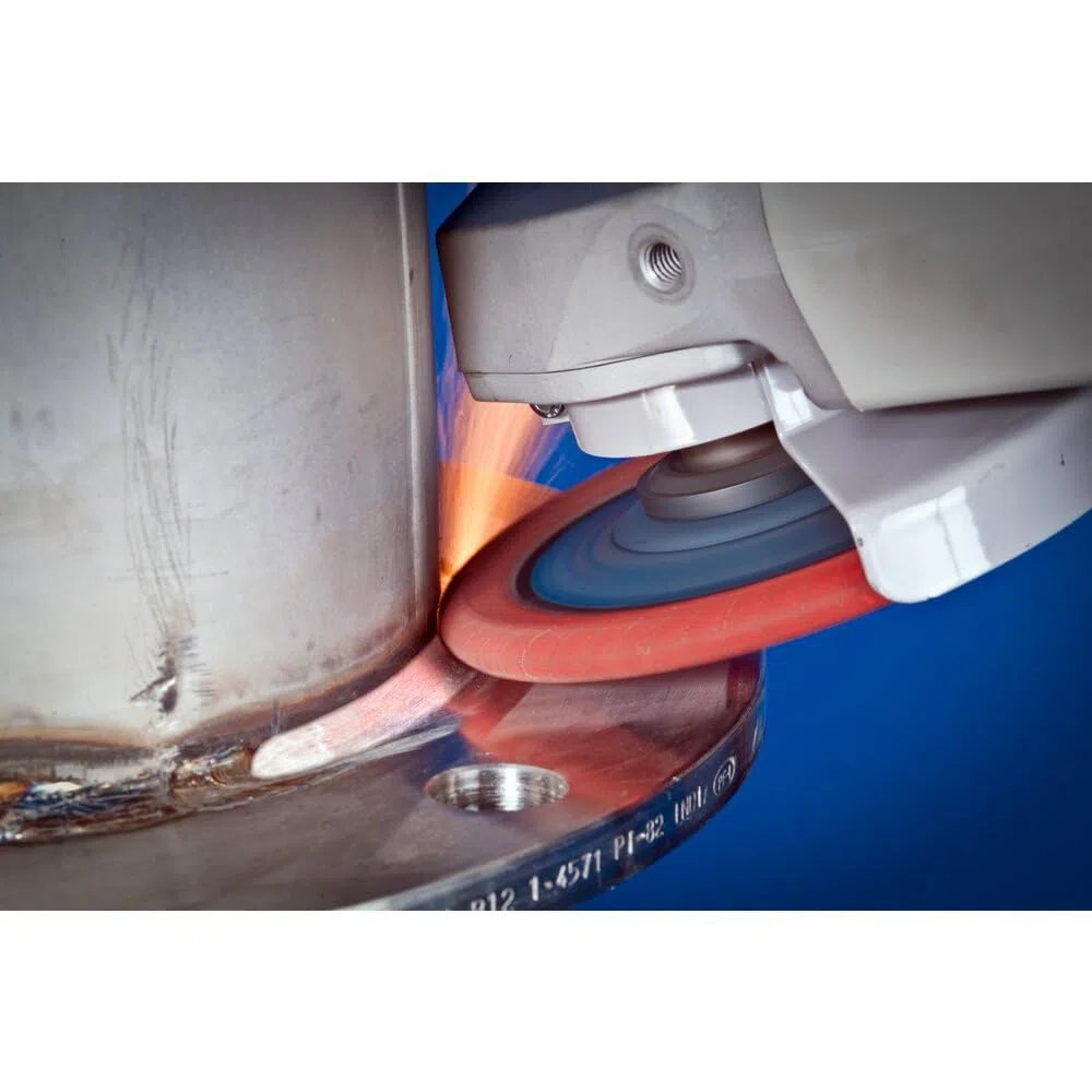 PFERD 67344 Polifan PFR - Disco de solapa tipo radial curvo, óxido de cerámica, diámetro de 5 pulgadas, agujero de eje de 7/8 pulgadas, 12200 RPM, grano 60