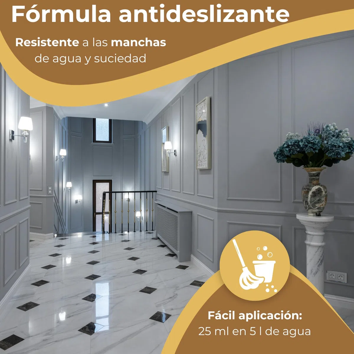 Abrillantador para Suelos de Terrazo, Mármol y Mosaicos 1L - Friegasuelos Profesional de Brillo Duradero - Limpiador Protector para Sintasol y Superficies Duras - Cuidado Superior del Hogar