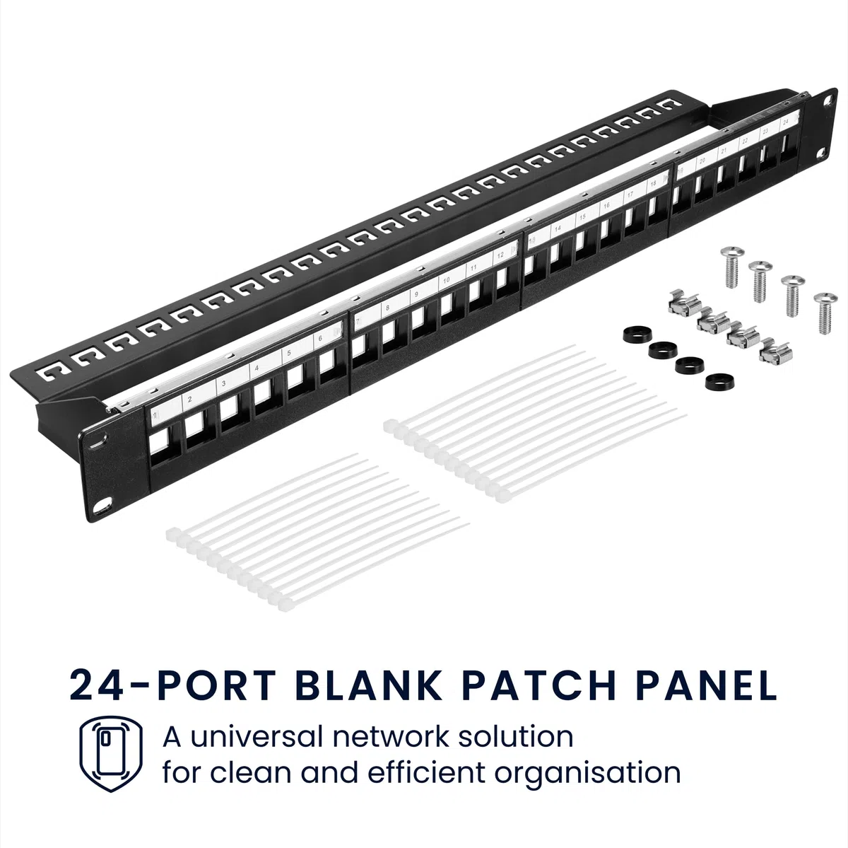 kwmobile Patch Panel 24 Puertos - Compatible con Cables de Instalación de Red LAN CAT5 CAT6 CAT7 CAT8 - Ideal para Configuraciones Módulos Keystone Individuales