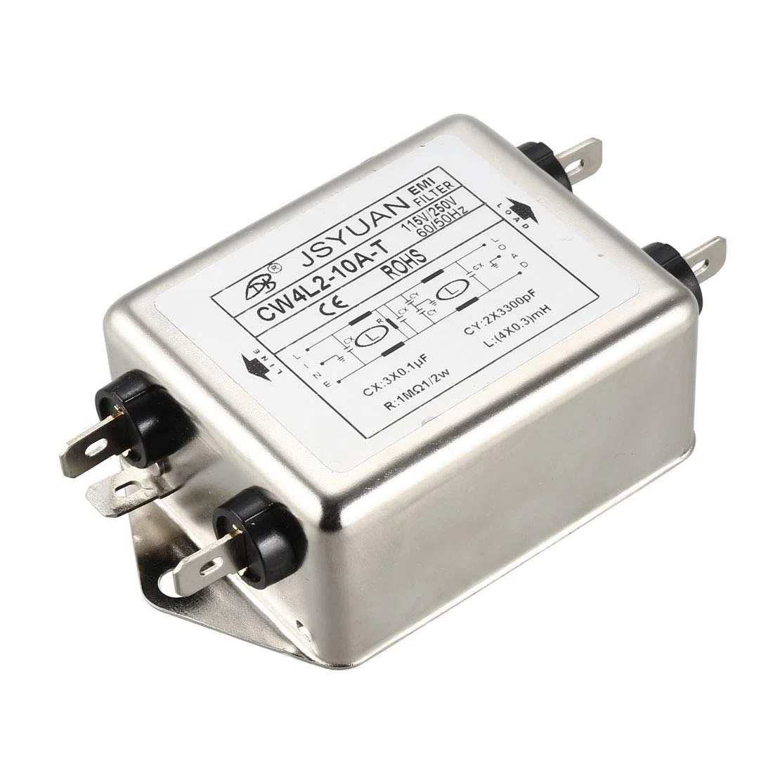sourcing map AC 115/250V 10A CW4L2-10A-T Supresor de ruido Filtro EMI de potencia