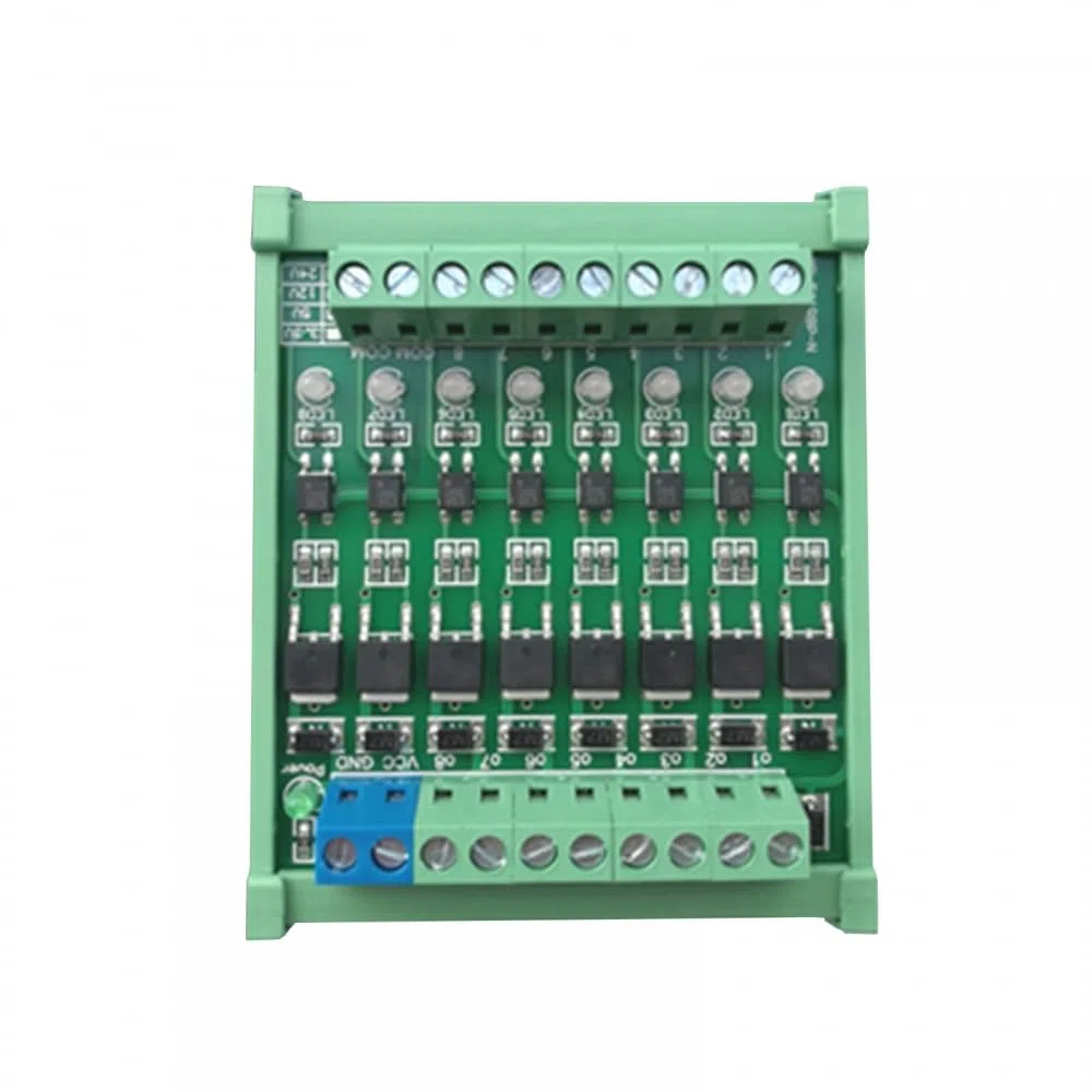 Placa de circuito del amplificador del PLC de 8 canales, módulo aislado del optoacoplador de DC 3.3V/DC 5V de la placa de circuito del amplificador del PLC