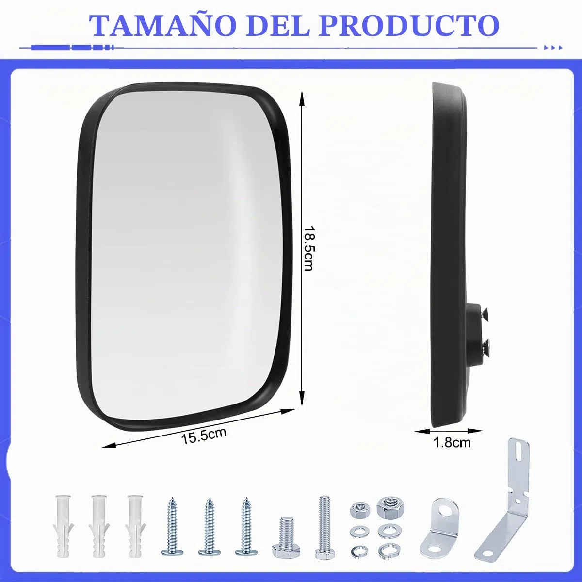 Espejo Convexo de Tráfico 19x16 cm, Espejo para Salida de Garaje con Ángulo Ajustable, Espejo Convexo de Seguridad con Gran Angular en Aparcamientos, Hospitales, Tiendas, Patios y Cruces
