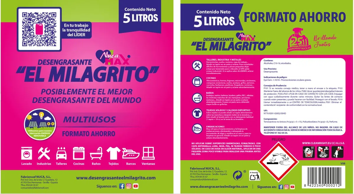 Quita Grasas Extra Fuerte 5L + Pistola 1000ml con Trapo microfibra - Quitagrasas Concentrado - Desengrasante Profesional - Desengrasante Potente para todas las Superficies - Elimina todo