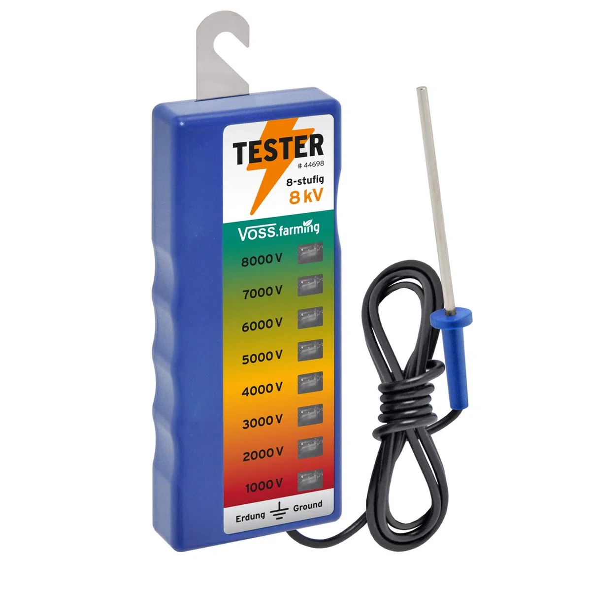 VOSS.farming Comprobador de cercas “8 kV”, 8 Niveles (1000 hasta 8000V)