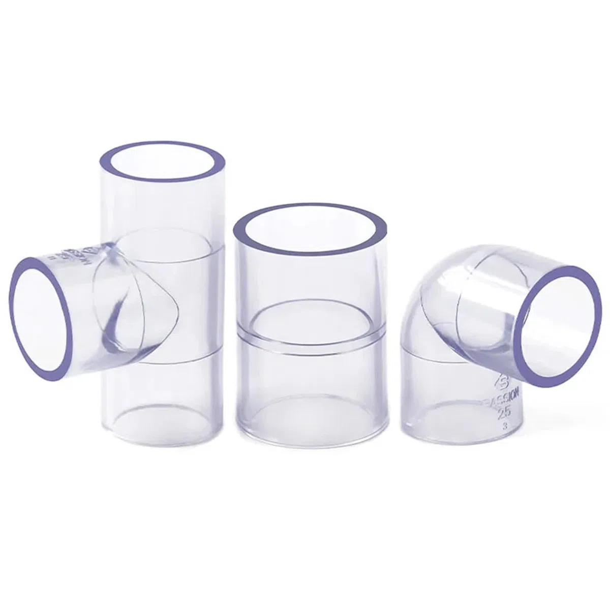 Conector de tubería de PVC Transparente de 20, 25, 32, 40 y 50 mm, Codo Recto en T, Adaptador for tubería de Agua de Acuario.(tee I.D 50mm)
