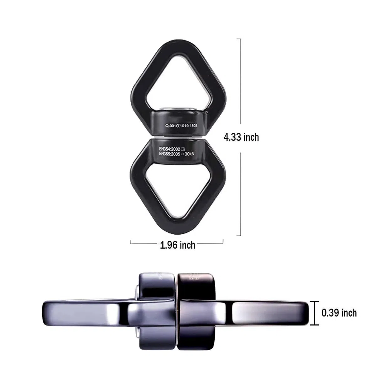 Dispositivo giratorio triangular de aleación de aluminio de seguridad, accesorio de gancho giratorio para colgar, 30 KN, conector giratorio de cuerda de 360 grados, dispositivo giratorio con