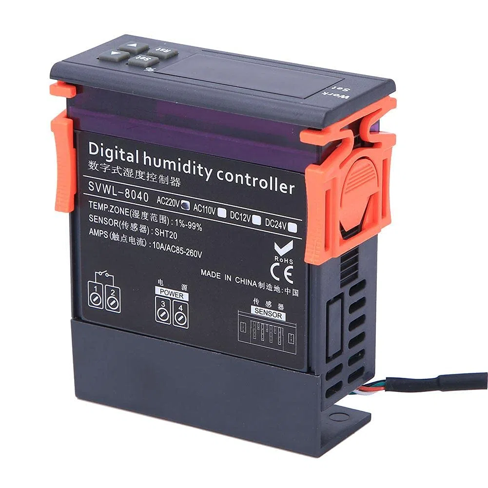 DEWIN Control De Humedad, Controlador De Humedad Digital 220V Rango de Controladores de Control Digital De Humedad Del Aire 1-99% De Humedad Relativa Tipo HM-40