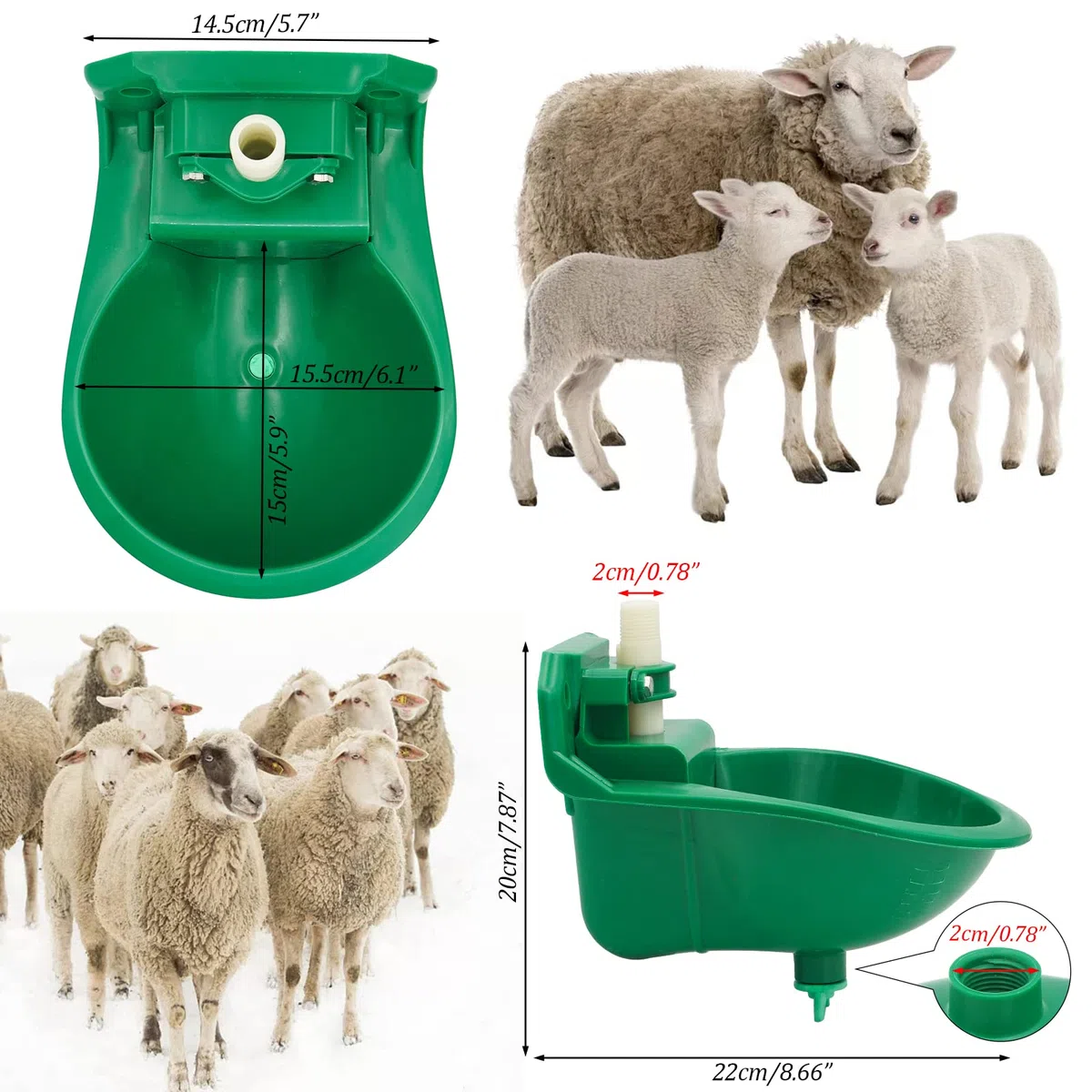 Bebedero Automático para Ovejas, Bebedero AutomáTico Verde para Ovejas, Cabras, Cerdos y Perros, Pack de 2