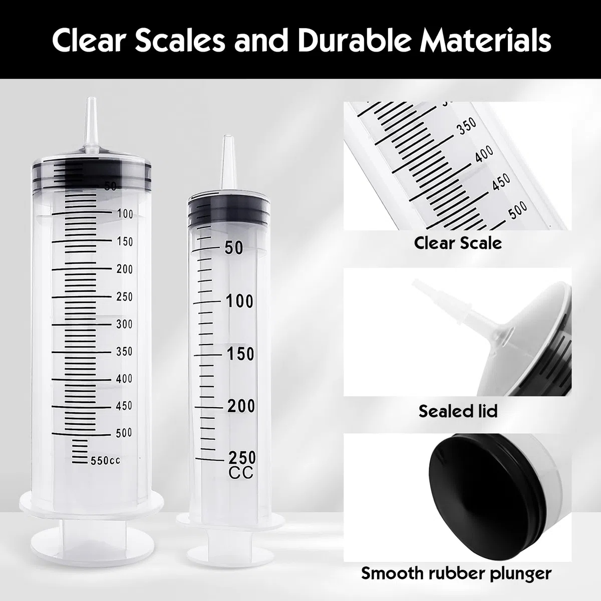 Samulee Jeringa de 550 ml + 550 ml, 2 jeringas con Manguera, Juego de jeringa dosificadora, jeringa dosificadora, jeringa Grande para Aceite de Motor, Laboratorio, alimentación Animal, jardín,