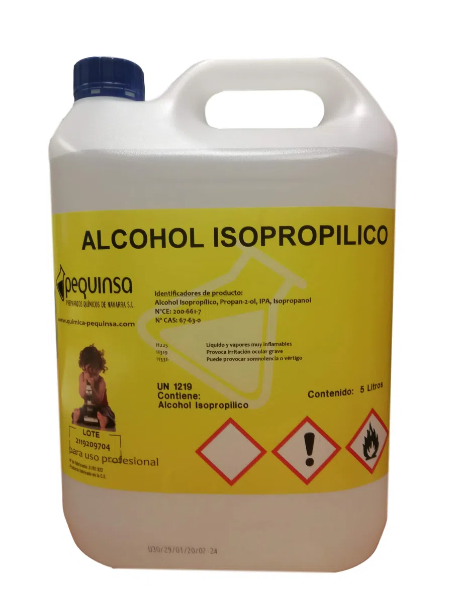 Alcohol Isopropílico 99,8% Envase 5 Litros Alta Pureza