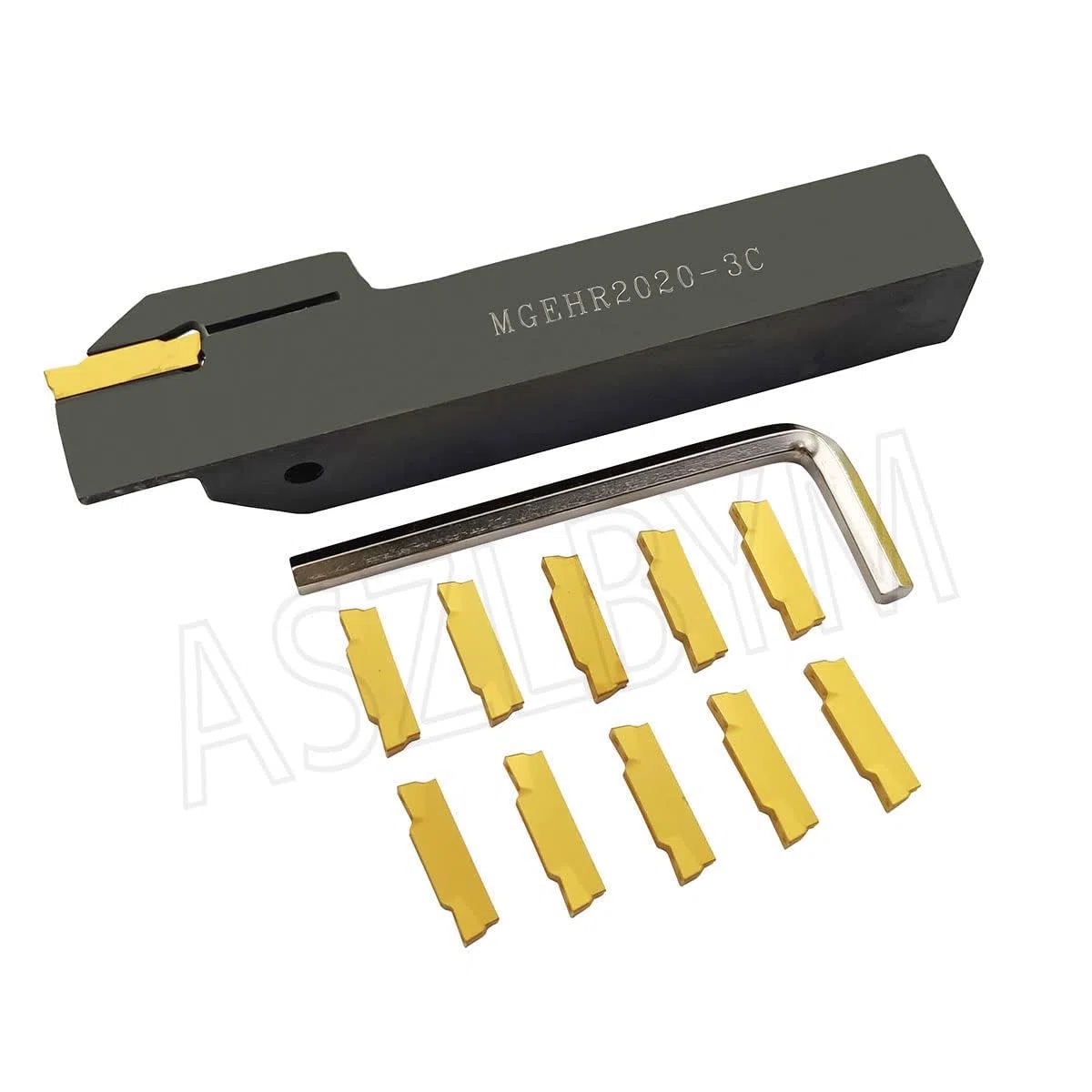 Soporte para herramientas de corte con ranura giratoria MGEHR2020-3 con 11 insertos de metal duro MGMN300-M