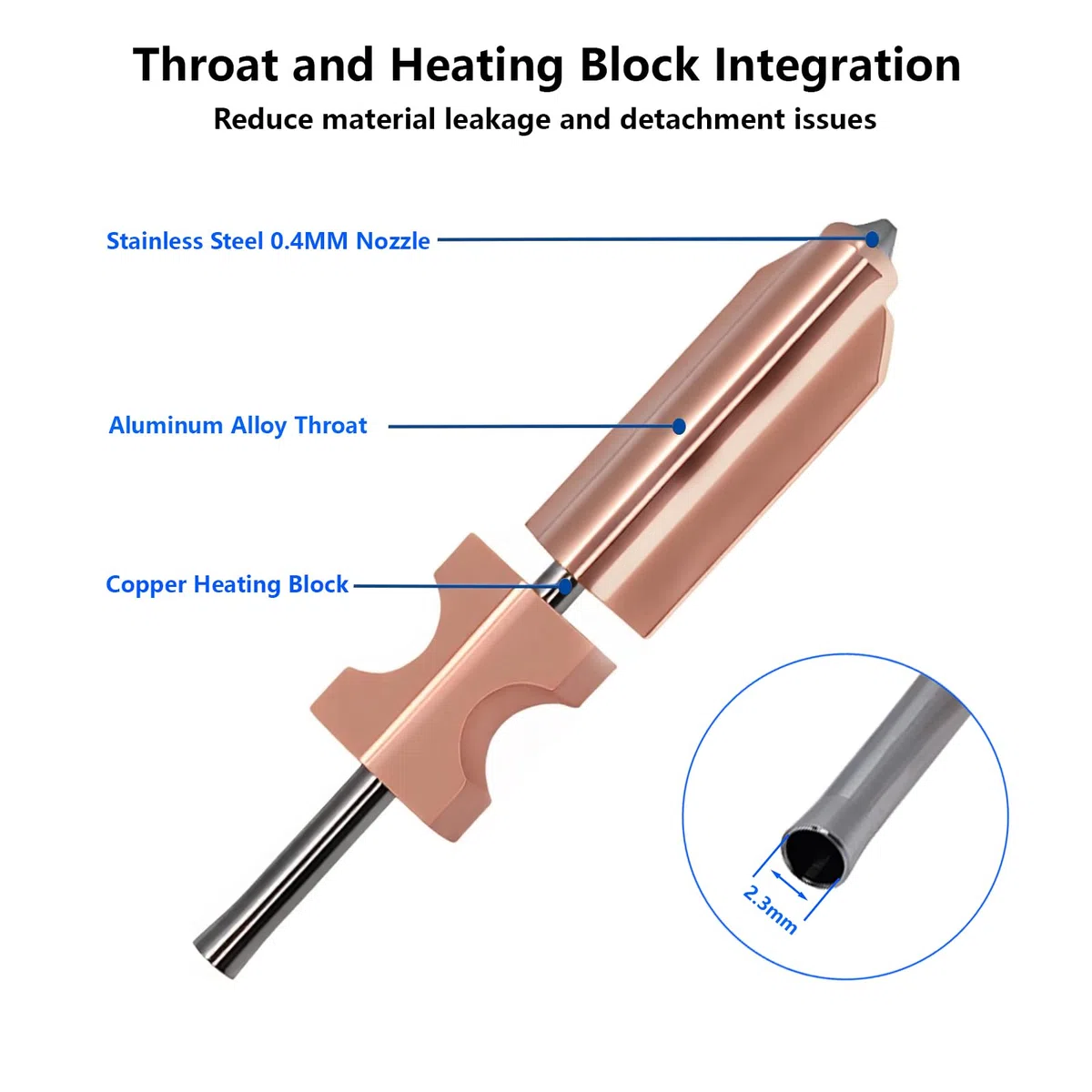 2 boquillas de liberación rápida de 0,4 mm para Flashforge AD 5X, impresora 3D Hot End Integrated Heater Block Throat Tube Detachable Hardened Steel Nozzle Replacement Kit para AD 5X