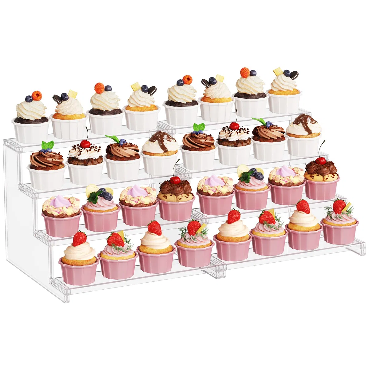 Lifewit Expositor Metacrilato, Soporte para Tartas y Frutas de 4 Niveles, Mesa Dulce Accesorios, Bandejas Catering para Bodas, Fiestas y Cumpleaños, 30 cm, 2 Paquetes