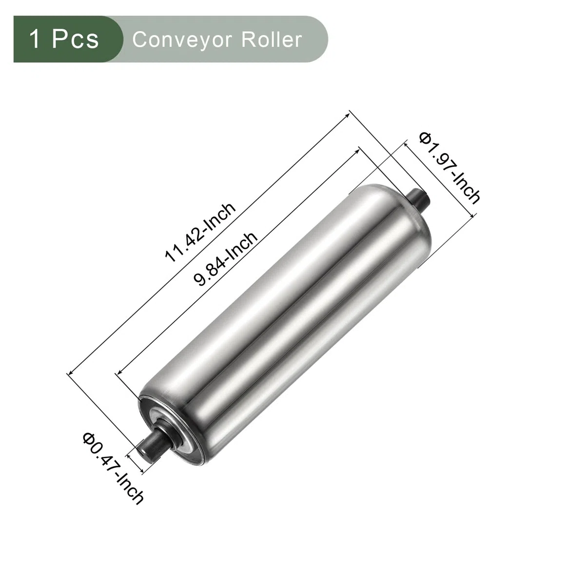 YOKIVE Rodillo Transportador de Acero Inoxidable de Repuesto | Movimiento Suave, para Fábricas y Almacenes (Color Plata, Diámetro de 2", Longitud de 10")