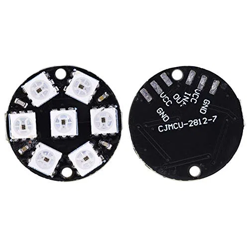 ViaGasaFamido 10Pcs Panel de lámpara LED Práctico Anillo Redondo LED Placa de Desarrollo del Controlador Circuito de Control Color Luz Cjmcu 7 bits WS2812 5050 RGB