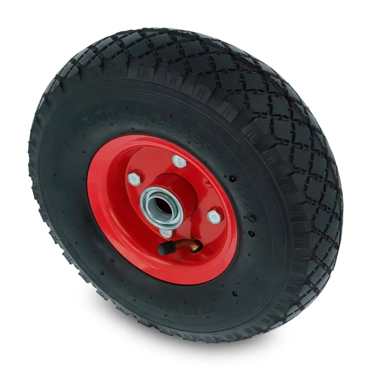 Amig - Rueda Neumática para Carretillas o Carros de Almacén con Cámara de Aire, Llantas en Color Rojo y Rodamientos de Bolas - Diámetro Ø260 x 85 mm · Peso Máximo 150 kg