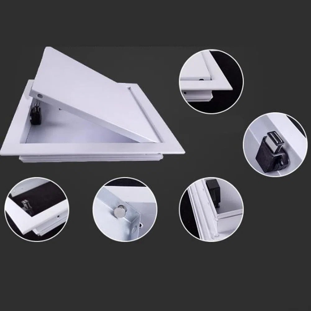 Elegante combinación de acero galvanizado blanco y aluminio en una puerta de inspección eficiente (250 x 250 mm)