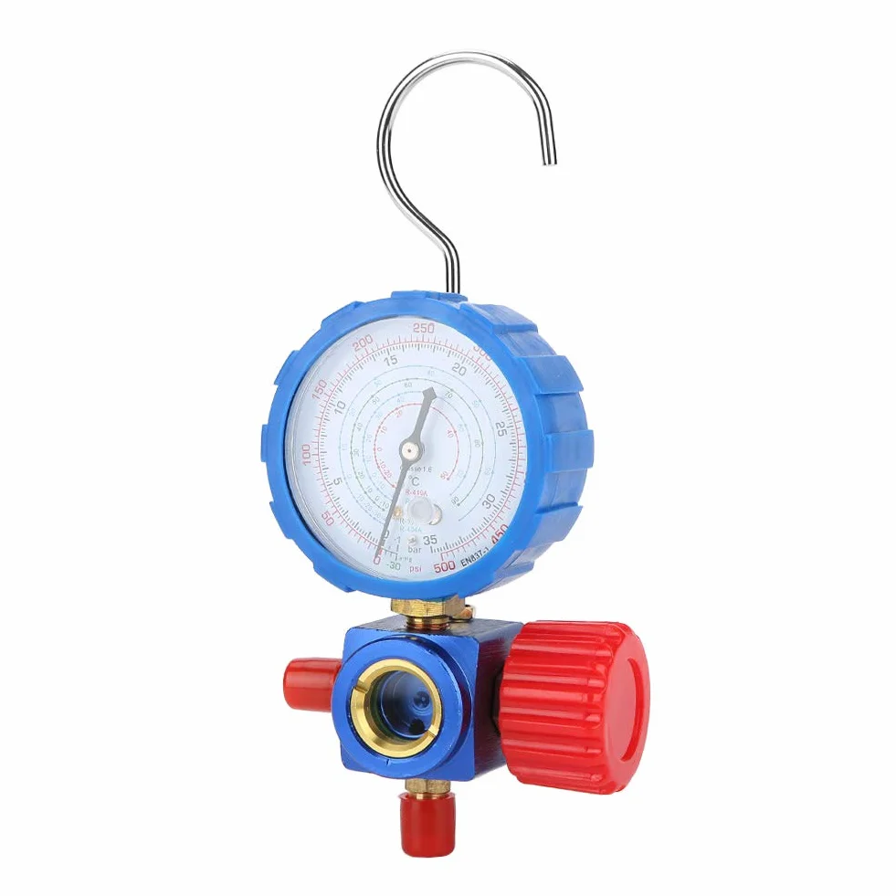 Manómetro de Aire Acondicionado R 410A Válvula de Manómetro 500 Psi con Espejo Visual