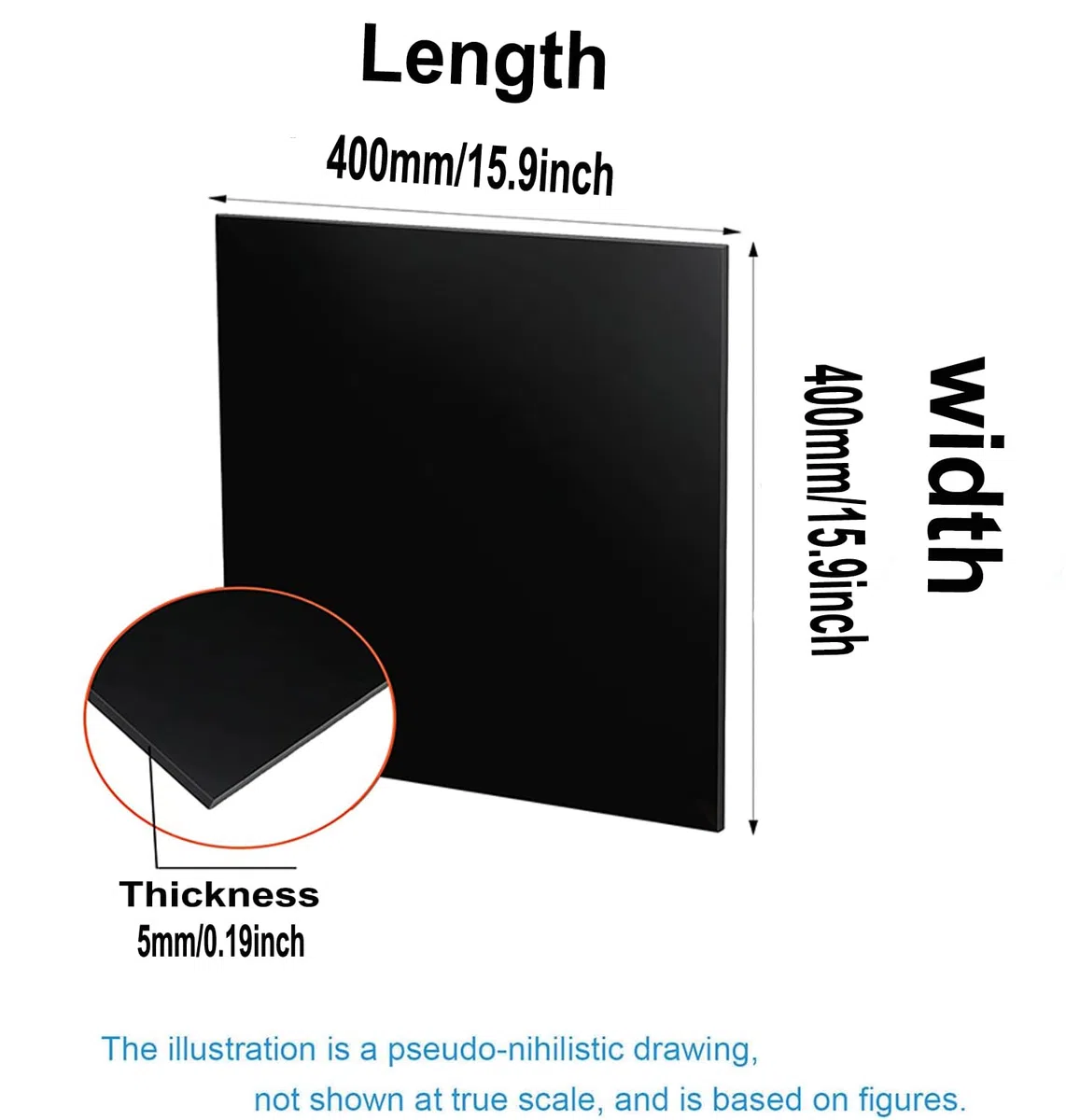 Baquelita Resina Fenólica Láminas Placas Paneles Tableros Planos PCB 400mm x 400mm,Negro,5mm (1 pieces)
