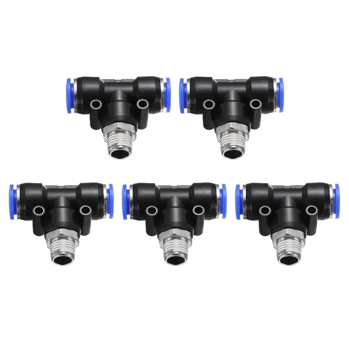 QUARKZMAN 5 Piezas De Racor De Línea De Aire 12mm Tubo OD X Rosca NPT 1/4 PT4-U T Macho Neumático De Derivación Conexión Rápida Por Presión Para Manguera De Aire De Latón Para Sistema
