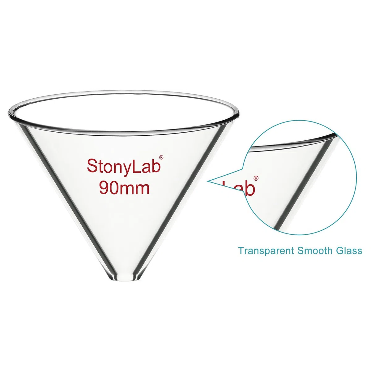 stonylab Embudo de Vidrio, Vidrio de Borosilicato Engrosado Sin Tallo Embudo con Diámetro Interior de 90 mm para Uso en Laboratorio