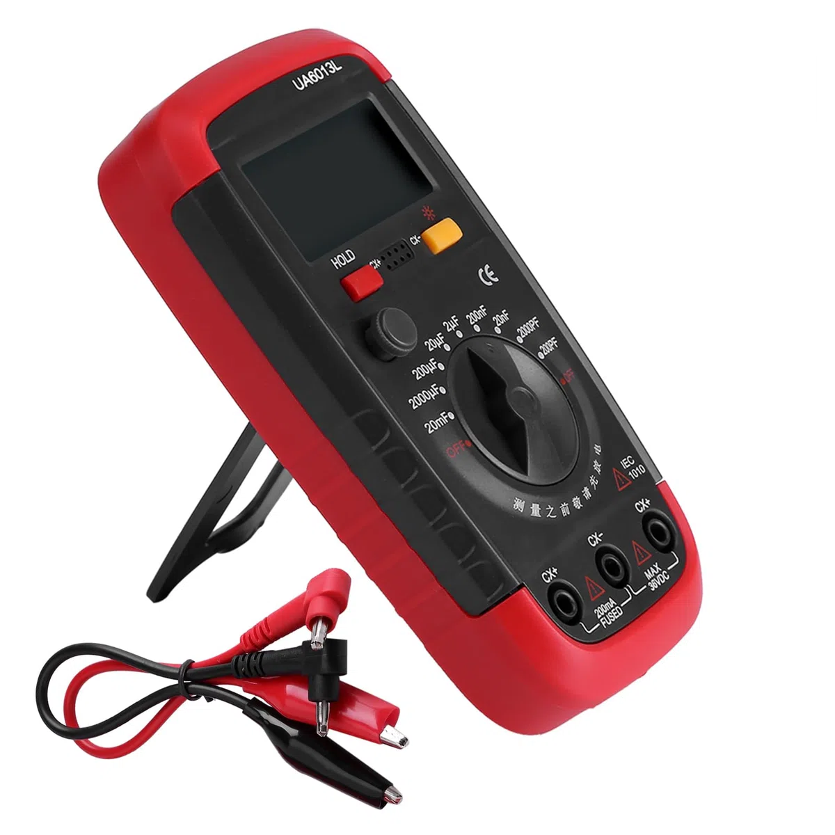 Yctze Probador de Medidor de Condensador Digital UYIGAO Compacto Pantalla LCD 6013L - Medición de 9 Rangos para Condensadores, Portátil con Retención de Datos