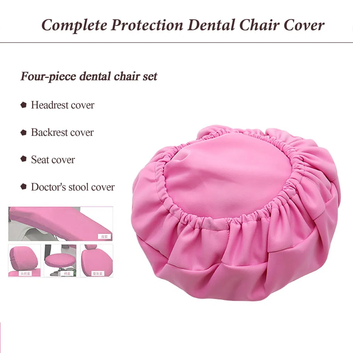 Juego de 4 Fundas para sillón Dental, Muy elásticas, con protección Completa de Seda de Leche, Lavables.(Rose Red)