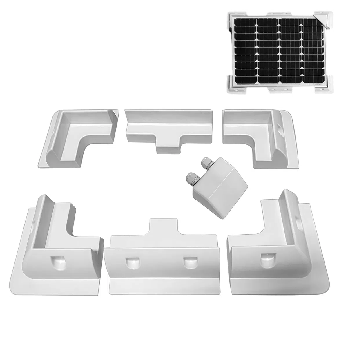 Soporte de panel solar de 7 piezas: soporte para panel solar de plástico, montaje sin agujeros, soporte para panel solar, resistente a la intemperie, kit de montaje, montaje para balcones