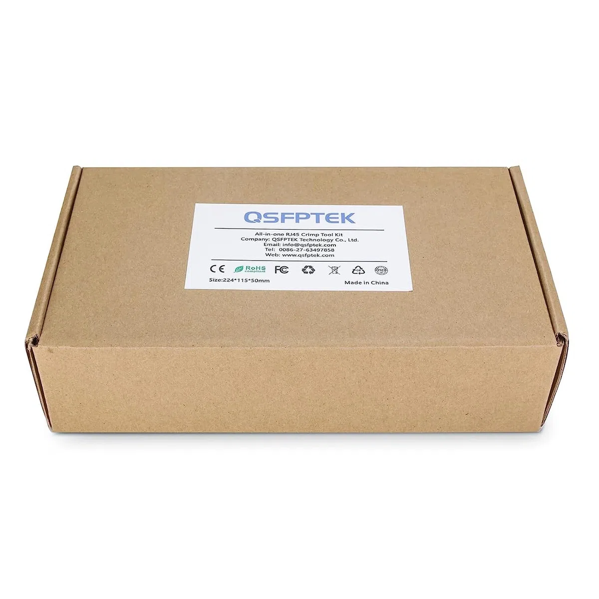 QSFPTEK RJ45/RJ11/RJ12 Cortador, Crimpadora rj45 Pasante, RJ45 Herramienta de Engarzado para Cat5/5e/6/6a/7/8, Incluye 1*Azul Crimper, 1*Cuchilla Reemplazo, Mini Pelador Cable, 50*Conectore, 50*Funda