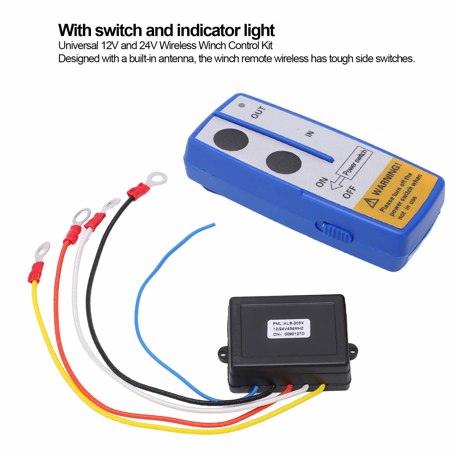 Control Remoto de Cabrestante ,Kit de Interruptor de Control Remoto Inalámbrico de Cabrestante con Receptor 12V 24V para Camión ATV SUV(azul) ,Piezas de repuesto para vehículos todoterreno/UTV