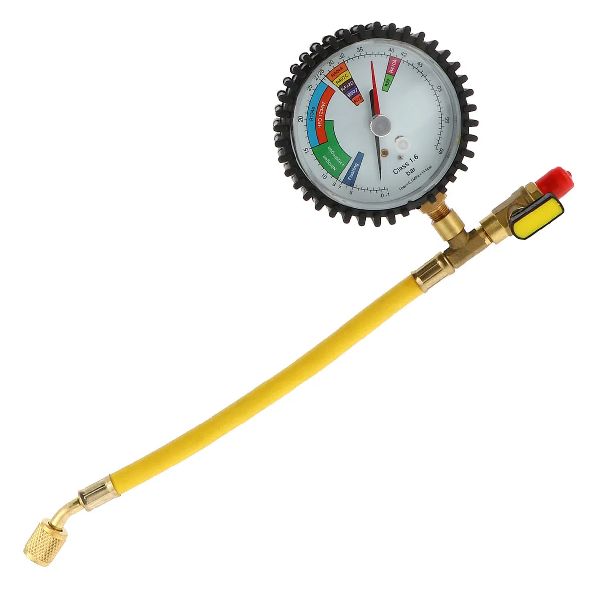 Ciieeo Medidor de Presión de Nitrógeno para Aire Acondicionado y Refrigeración Válvula Esférica de Latón y Pantalla Grande para Pruebas de Presión en Coches